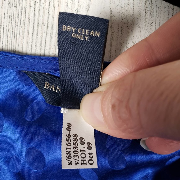 Banana Republic Blue Printed Silk Drape Neck Dress Women's Size 8 - Picture 8 of 15